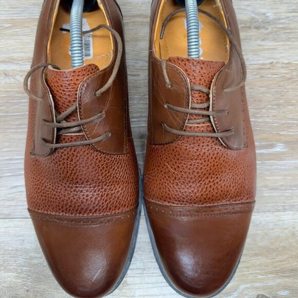 Zota Brown Leather Cap Toe Oxford Shoes Men's Size 11 - Picture 2 of 6